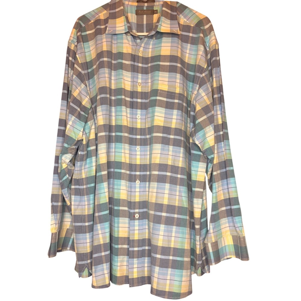 Daniel Cremieux Signature Collection Men's XXL Plaid Button-Down Blue Yellow